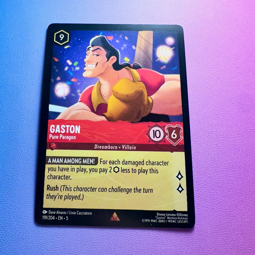 gaston 119/204 [beauty & the beast] - rare — disney lorcana: shimmering skies